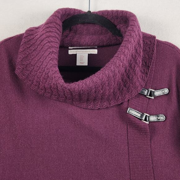 Ellen Tracy Extra Fine Merino Wool Pullover Sweater Women S Burgundy Toggle Cowl - Picture 4 of 12